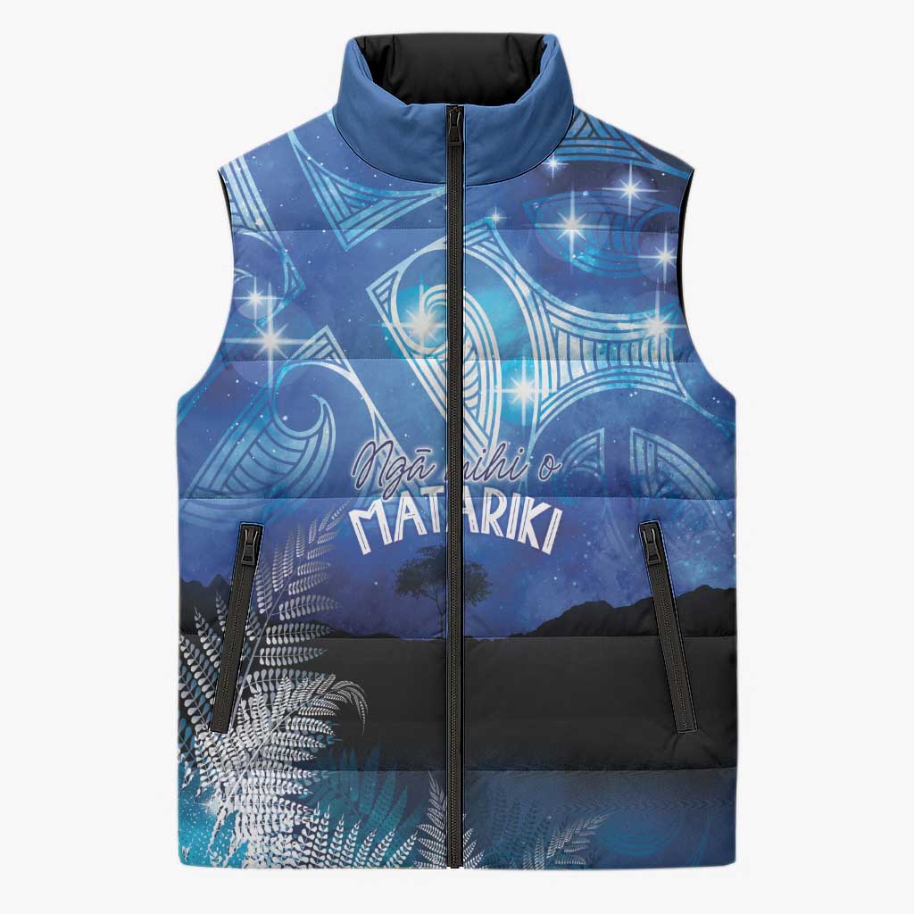 NZ Maori Matariki Scenery Sleeveless Puffer Jacket Galaxy Sky LT7 Unisex Galaxy - Polynesian Pride