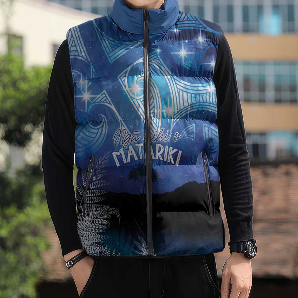 NZ Maori Matariki Scenery Sleeveless Puffer Jacket Galaxy Sky LT7 - Polynesian Pride