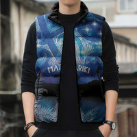 NZ Maori Matariki Scenery Sleeveless Puffer Jacket Galaxy Sky LT7 - Polynesian Pride