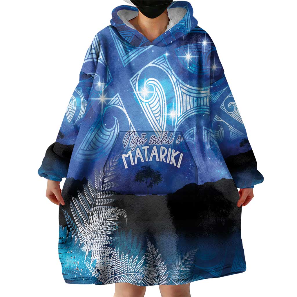 NZ Maori Matariki Scenery Wearable Blanket Hoodie Galaxy Sky LT7 - Polynesian Pride