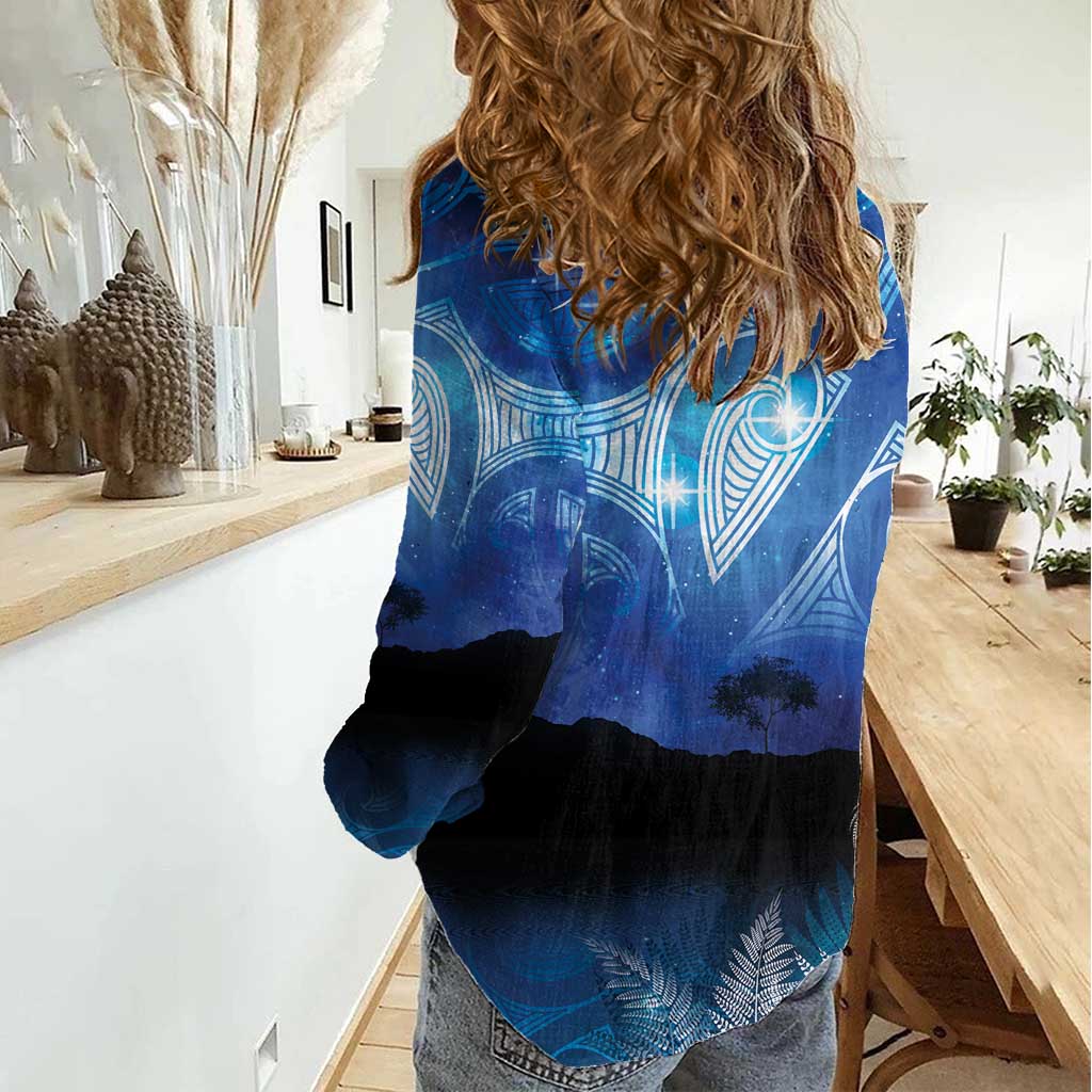 NZ Maori Matariki Scenery Women Casual Shirt Galaxy Sky LT7 - Polynesian Pride