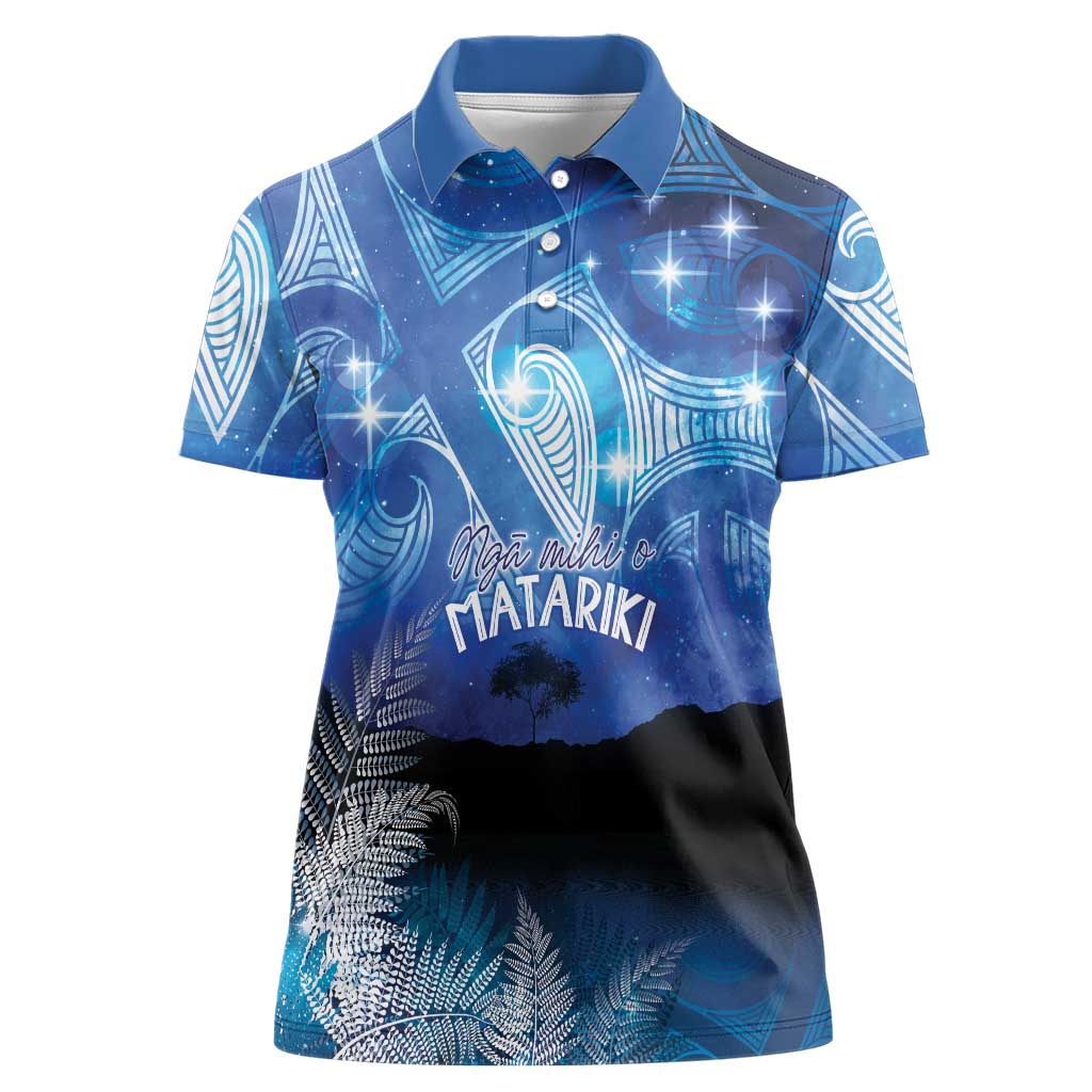 NZ Maori Matariki Scenery Women Polo Shirt Galaxy Sky LT7 Female Galaxy - Polynesian Pride