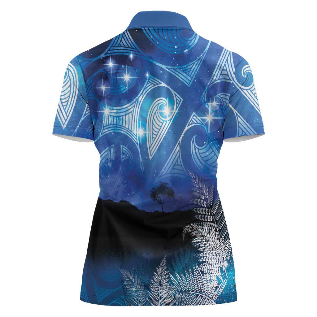 NZ Maori Matariki Scenery Women Polo Shirt Galaxy Sky LT7 - Polynesian Pride