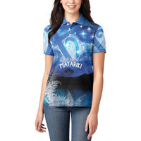 NZ Maori Matariki Scenery Women Polo Shirt Galaxy Sky LT7 - Polynesian Pride
