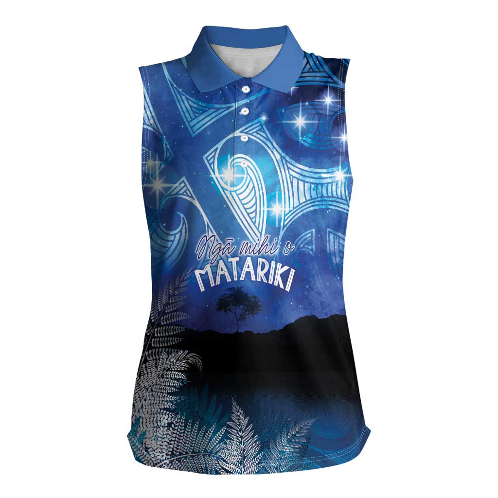 NZ Maori Matariki Scenery Women Sleeveless Polo Shirt Galaxy Sky LT7 Female Galaxy - Polynesian Pride