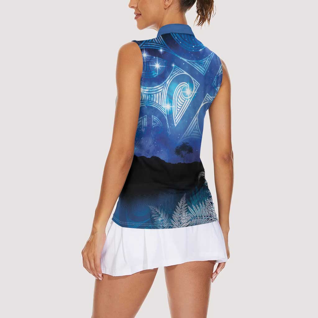 NZ Maori Matariki Scenery Women Sleeveless Polo Shirt Galaxy Sky LT7 - Polynesian Pride
