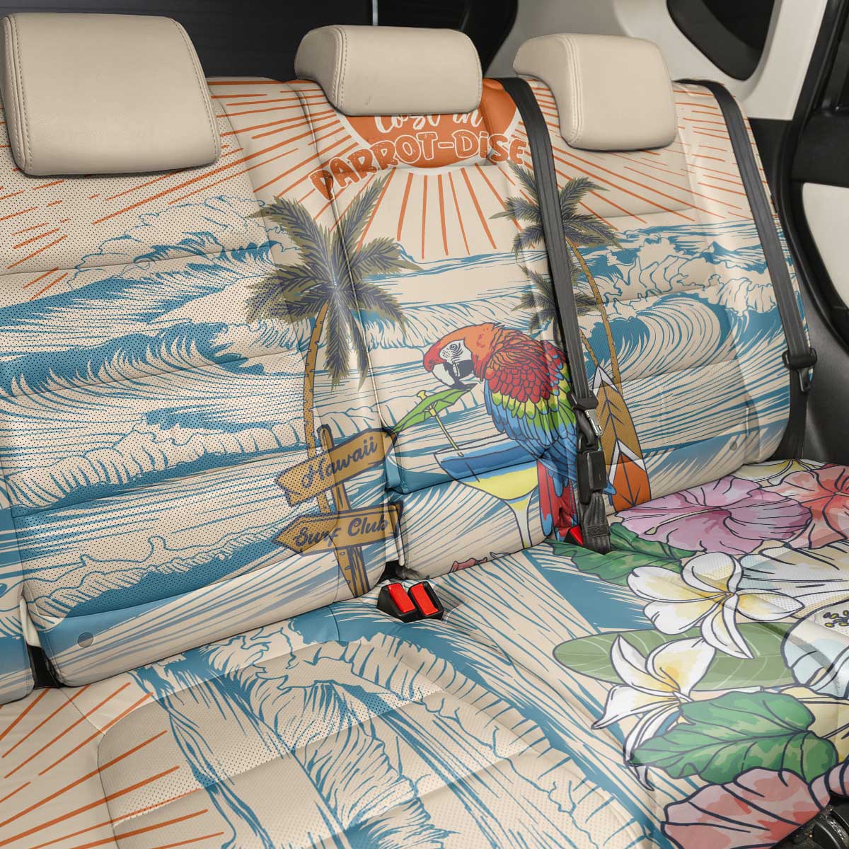 Christmas In July - Hawaii Retro Back Car Seat Cover Lost In Parrot-dise