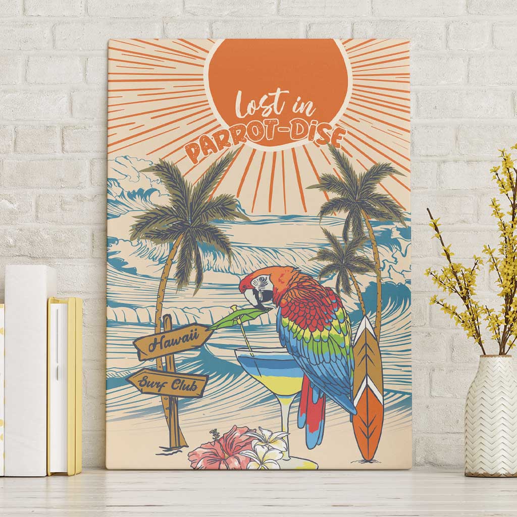 Christmas In July - Hawaii Retro Canvas Wall Art Lost In Parrot-dise LT7 Without Frame Beige - Polynesian Pride