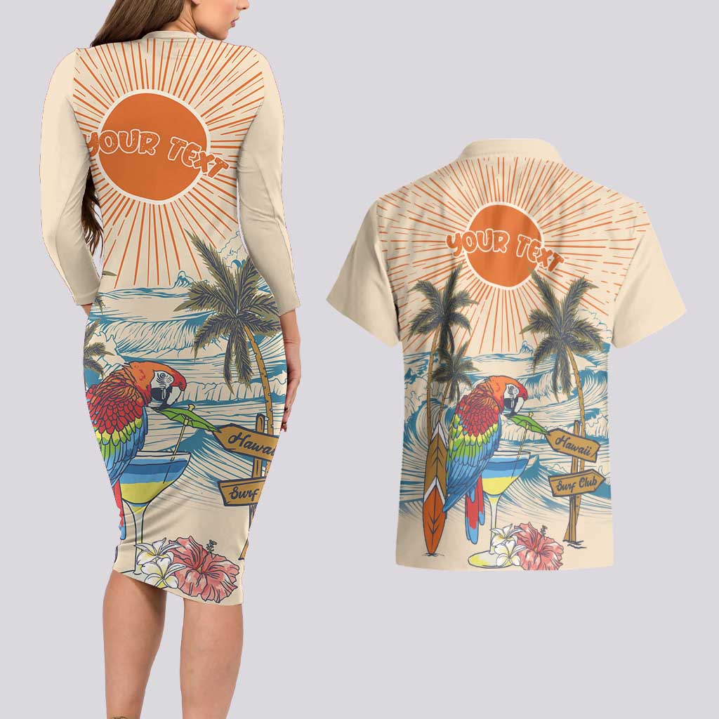 Personalized Christmas In July - Hawaii Retro Couples Matching Long Sleeve Bodycon Dress and Hawaiian Shirt Lost In Parrot-dise LT7 - Polynesian Pride