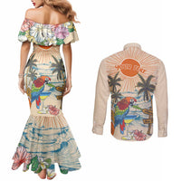 Personalized Christmas In July - Hawaii Retro Couples Matching Mermaid Dress and Long Sleeve Button Shirt Lost In Parrot-dise LT7 - Polynesian Pride