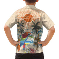 Personalized Christmas In July - Hawaii Retro Family Matching Long Sleeve Bodycon Dress and Hawaiian Shirt Lost In Parrot-dise