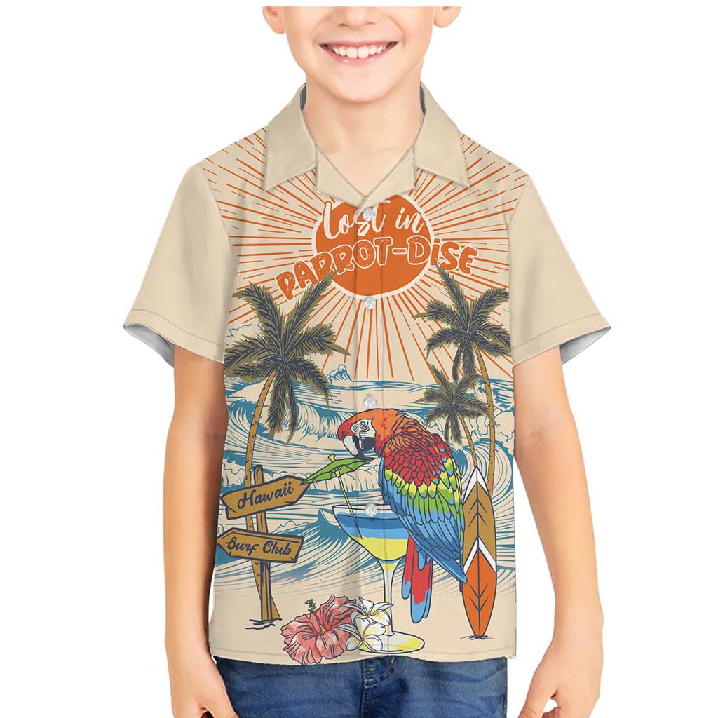 Personalized Christmas In July - Hawaii Retro Family Matching Mermaid Dress and Hawaiian Shirt Lost In Parrot-dise