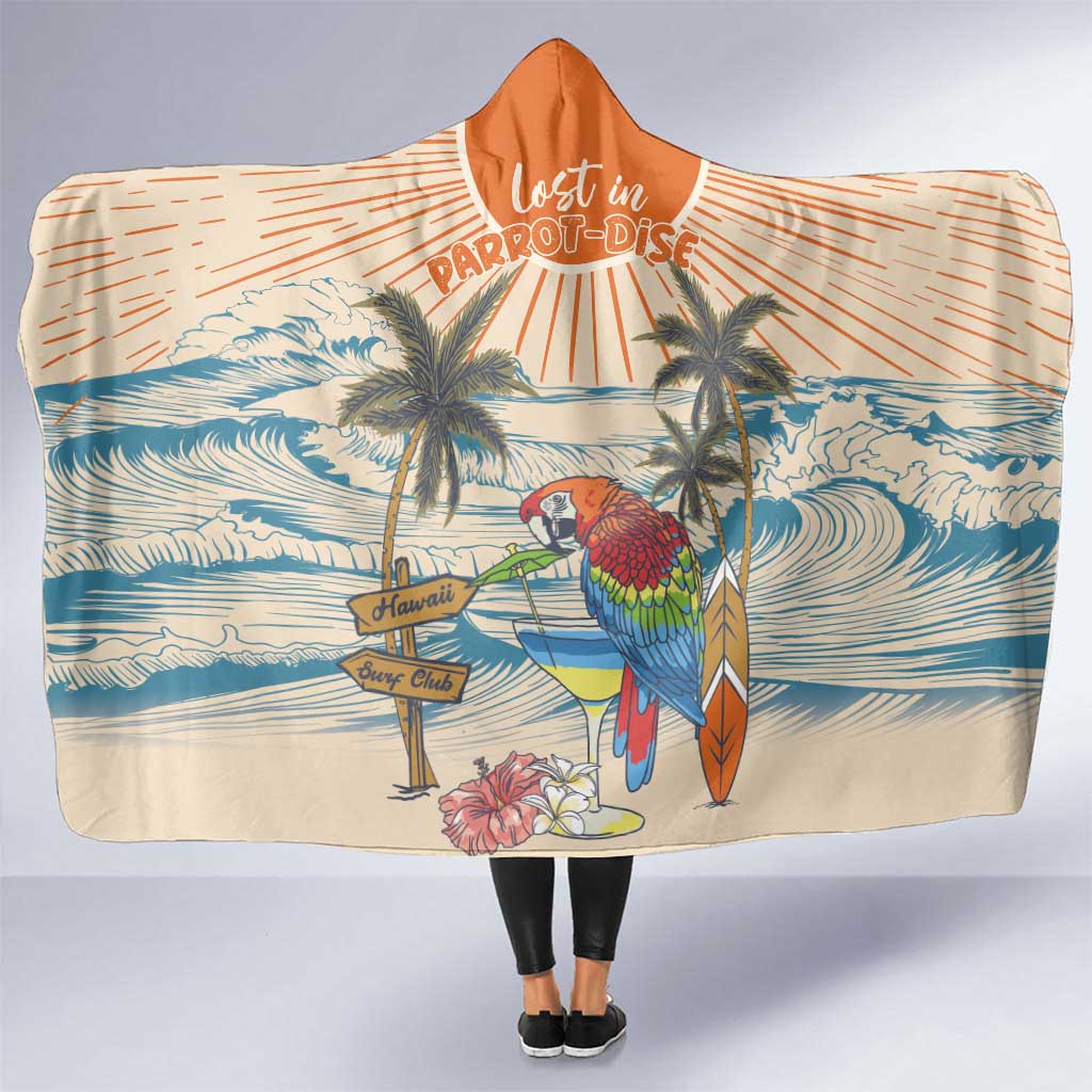 Christmas In July - Hawaii Retro Hooded Blanket Lost In Parrot-dise LT7 One Size Beige - Polynesian Pride