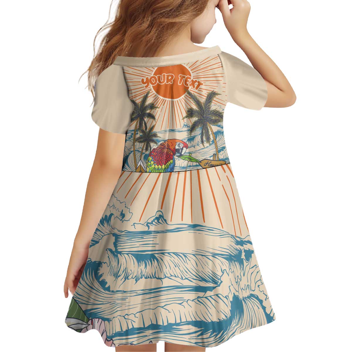 Personalized Christmas In July - Hawaii Retro Kid Short Sleeve Dress Lost In Parrot-dise LT7 - Polynesian Pride