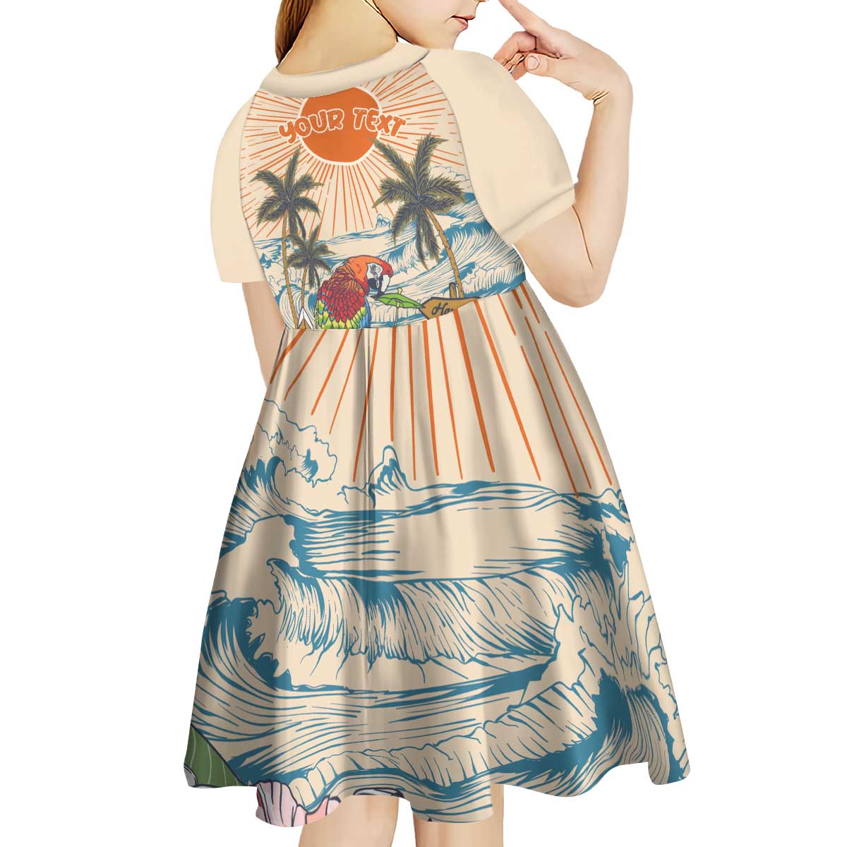 Personalized Christmas In July - Hawaii Retro Kid Short Sleeve Dress Lost In Parrot-dise LT7 - Polynesian Pride