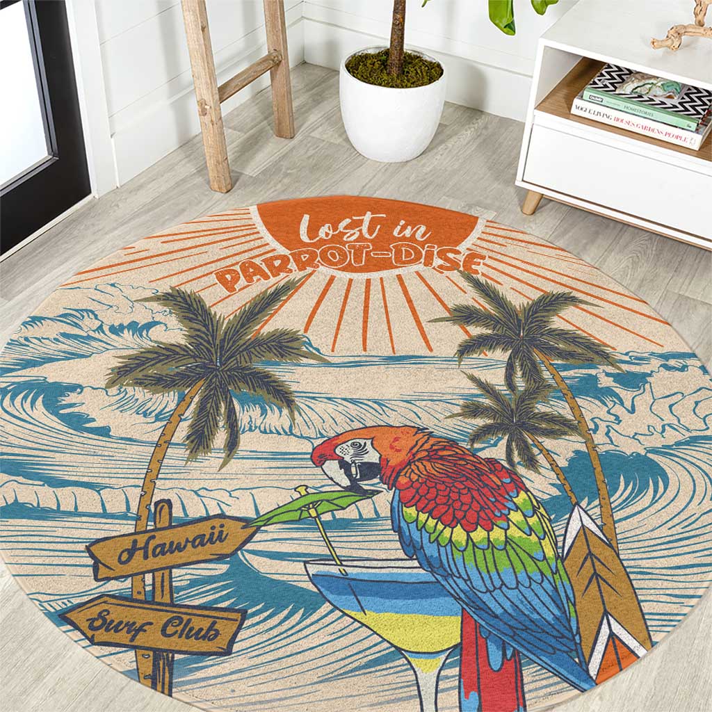 Christmas In July - Hawaii Retro Round Carpet Lost In Parrot-dise