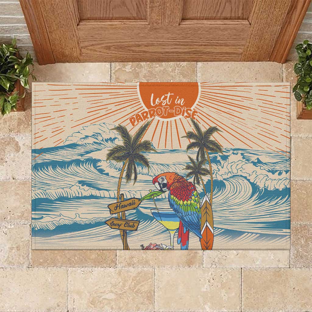 Christmas In July - Hawaii Retro Rubber Doormat Lost In Parrot-dise LT7 Beige - Polynesian Pride