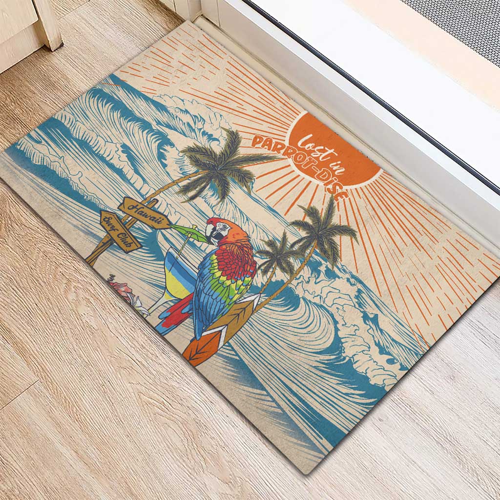 Christmas In July - Hawaii Retro Rubber Doormat Lost In Parrot-dise LT7 - Polynesian Pride