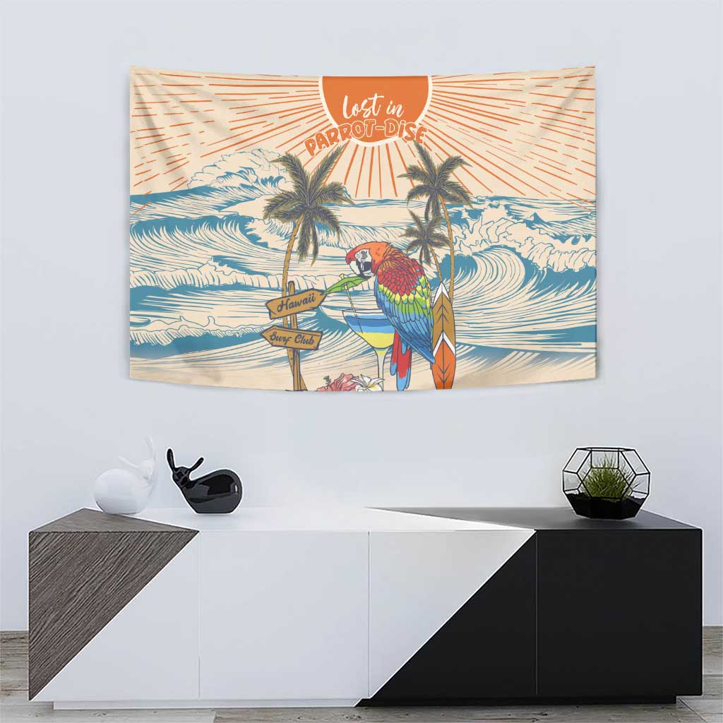 Christmas In July - Hawaii Retro Tapestry Lost In Parrot-dise