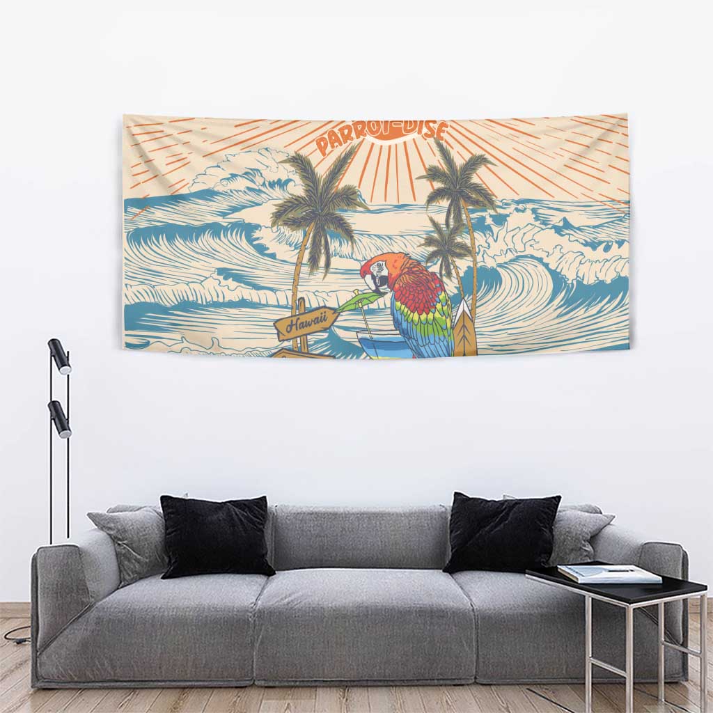 Christmas In July - Hawaii Retro Tapestry Lost In Parrot-dise