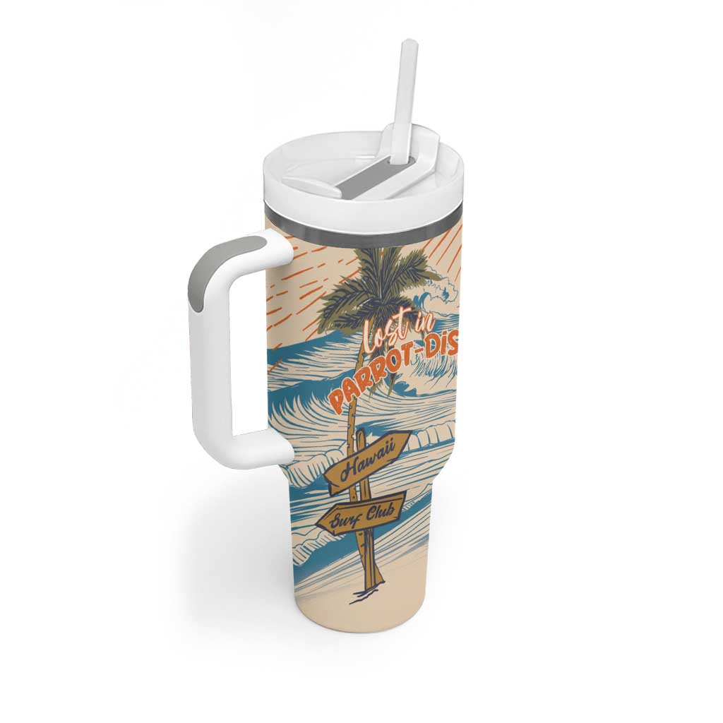 Personalized Christmas In July - Hawaii Retro Tumbler With Handle Lost In Parrot-dise