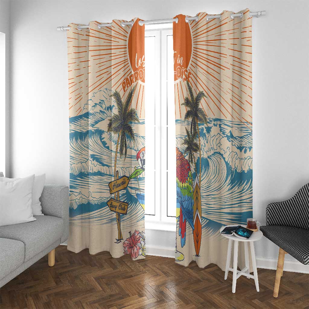 Christmas In July - Hawaii Retro Window Curtain Lost In Parrot-dise LT7 With Grommets Beige - Polynesian Pride