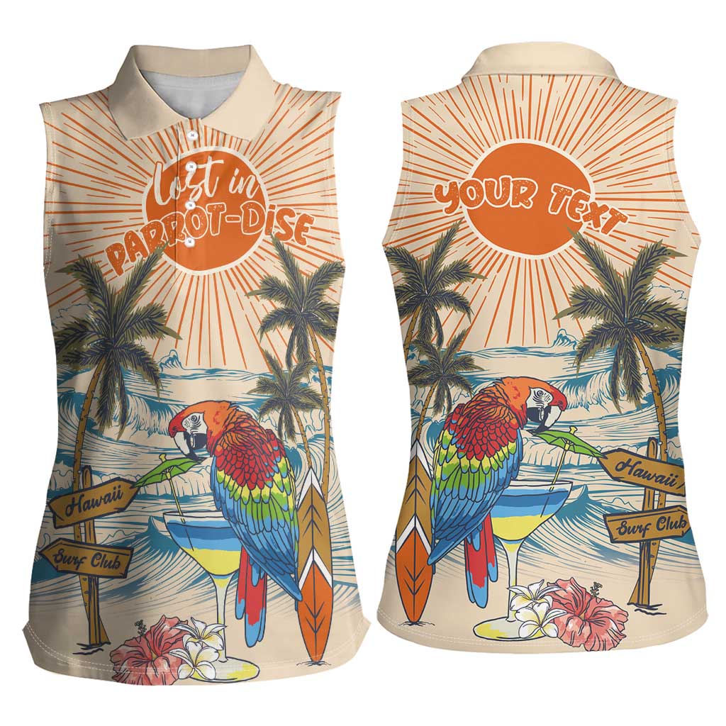 Personalized Christmas In July - Hawaii Retro Women Sleeveless Polo Shirt Lost In Parrot-dise