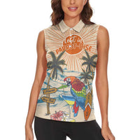 Personalized Christmas In July - Hawaii Retro Women Sleeveless Polo Shirt Lost In Parrot-dise