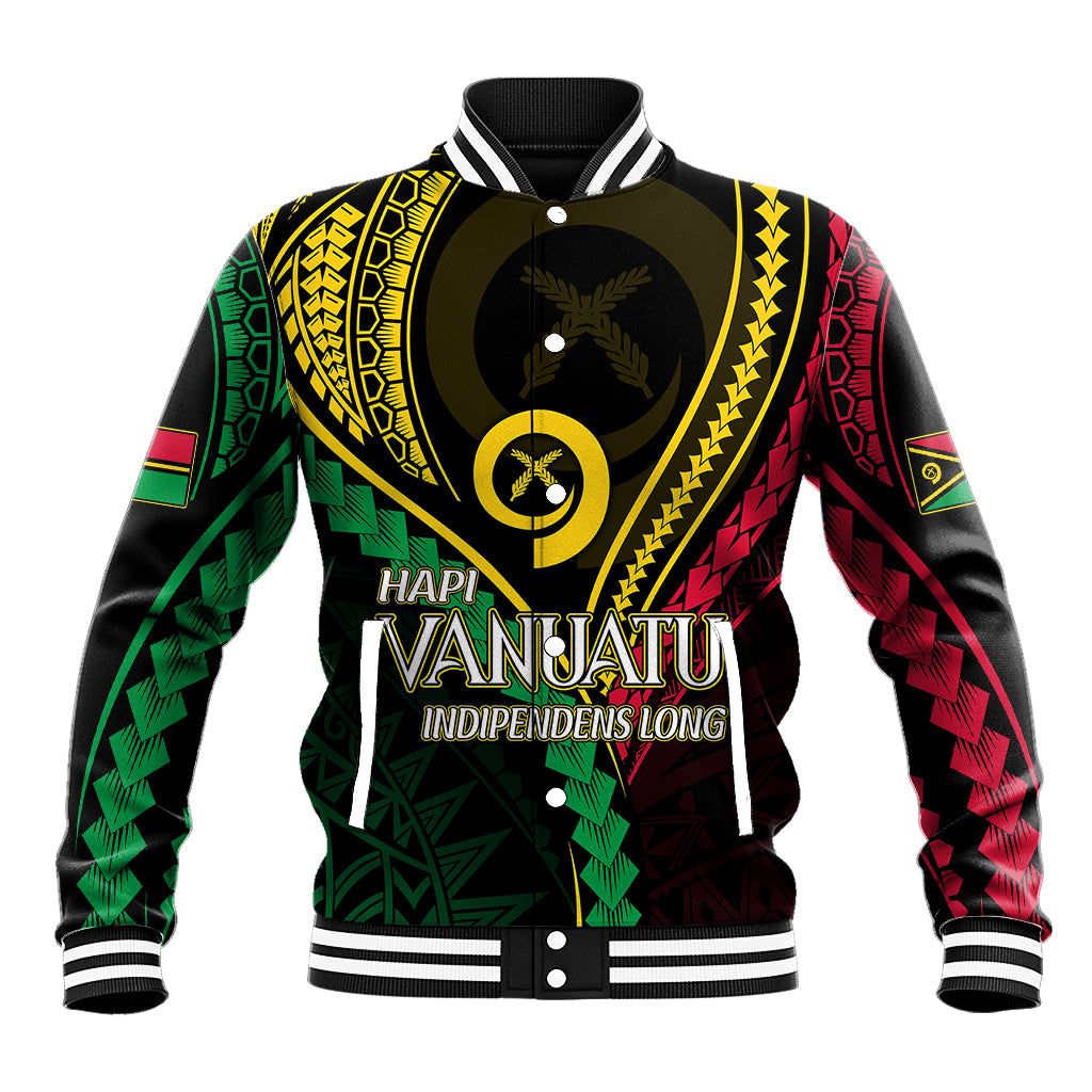 Personalised Vanuatu Baseball Jacket 44th Hapi Indipendens Long LT7 Unisex Black - Polynesian Pride