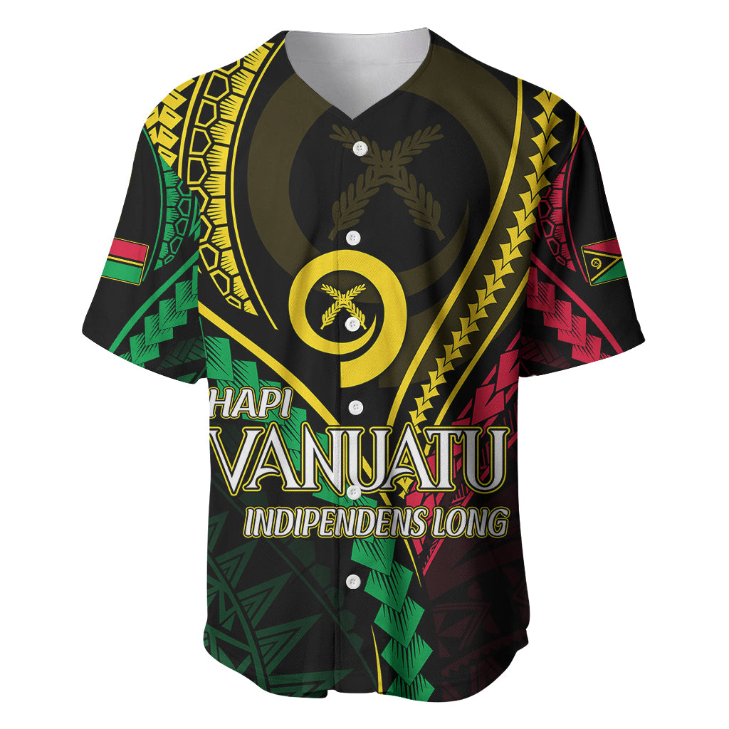 Personalised Vanuatu Baseball Jersey 43rd Hapi Indipendens Long LT7 Black - Polynesian Pride