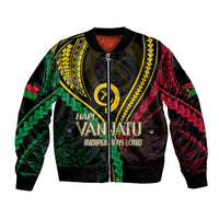 Personalised Vanuatu Bomber Jacket 44th Hapi Indipendens Long LT7 Unisex Black - Polynesian Pride