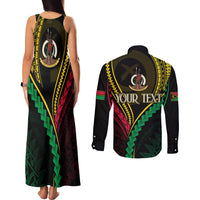 Personalised Vanuatu Couples Matching Tank Maxi Dress and Long Sleeve Button Shirts 44th Hapi Indipendens Long LT7 - Polynesian Pride