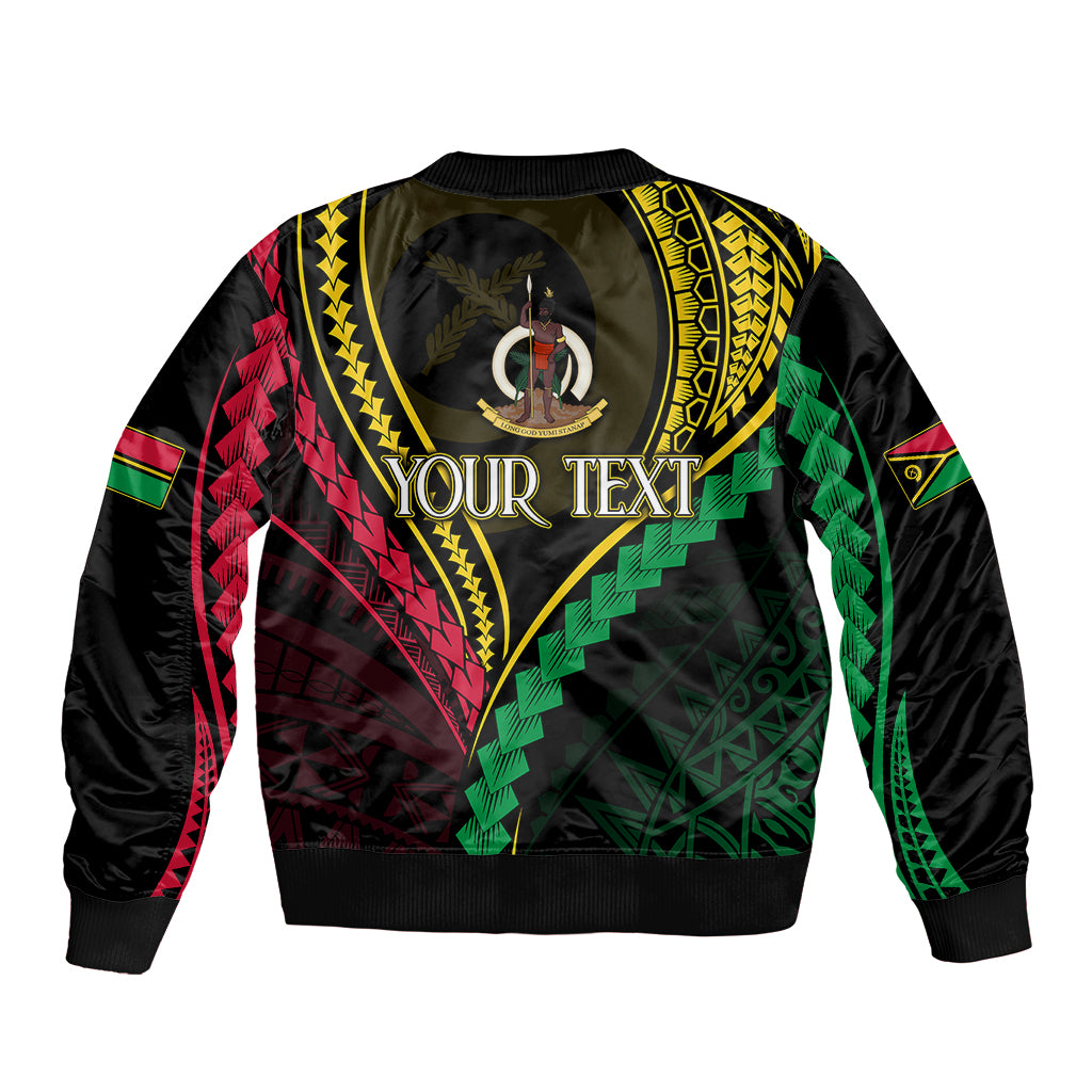 Personalised Vanuatu Sleeve Zip Bomber Jacket 44th Hapi Indipendens Long LT7 - Polynesian Pride