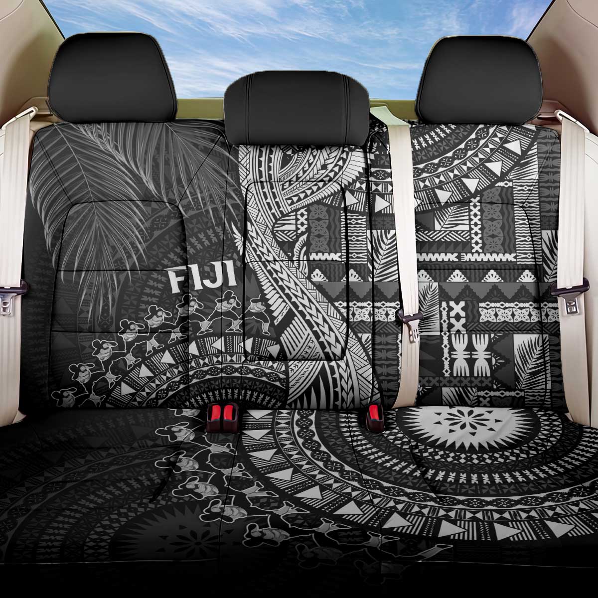 Fiji Rugby Bula Masi Back Car Seat Cover Fish Tail Kaivity Cibi - Black