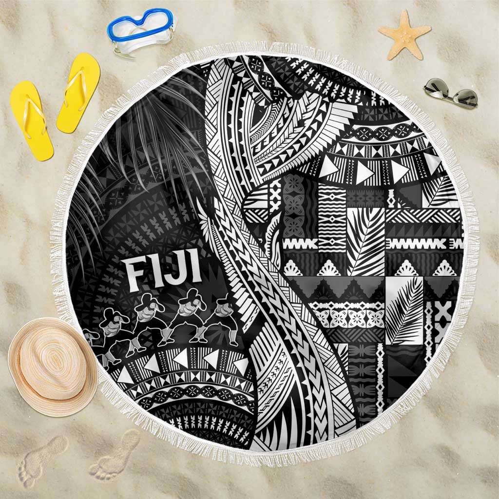 Fiji Rugby Bula Masi Beach Blanket Fish Tail Kaivity Cibi - Black