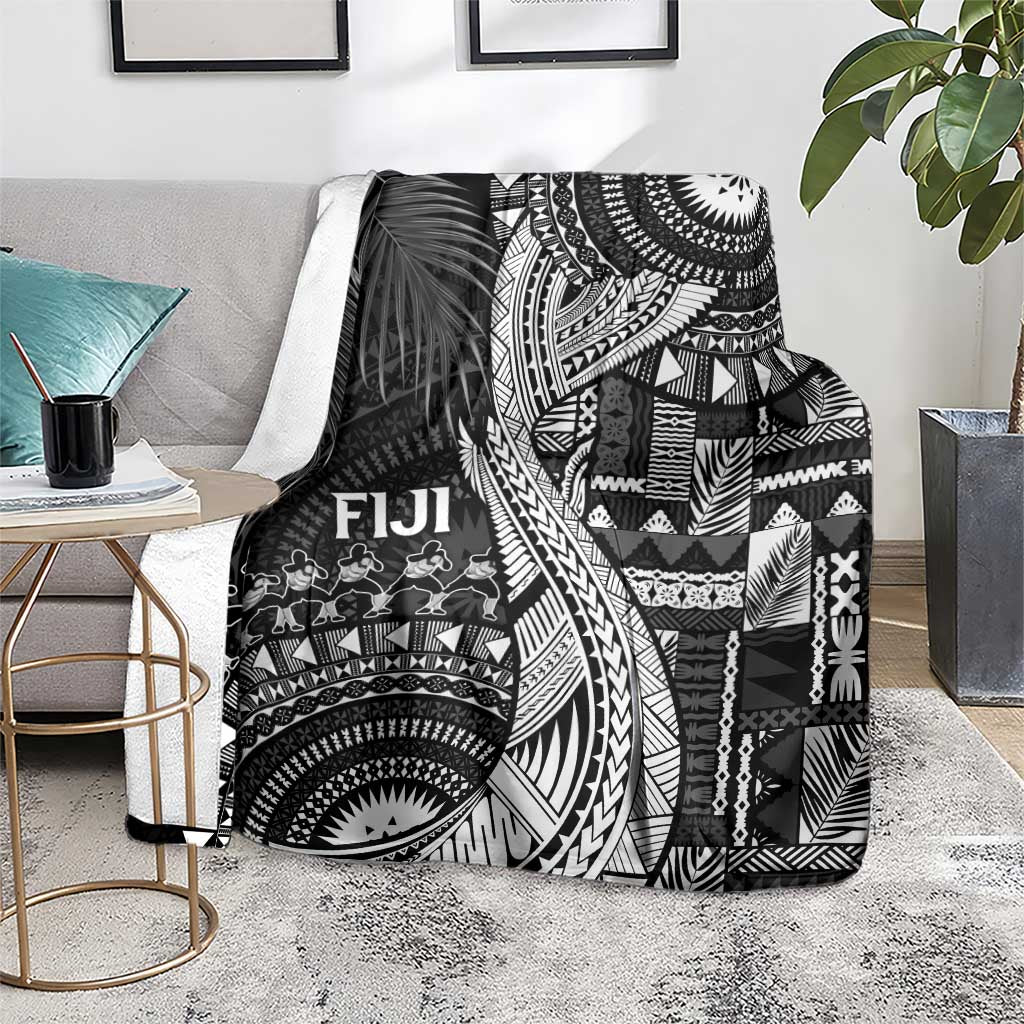 Fiji Rugby Bula Masi Blanket Fish Tail Kaivity Cibi - Black