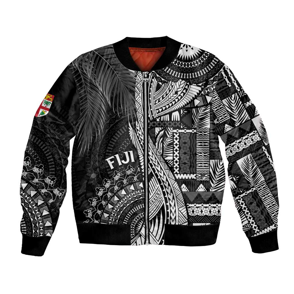 Fiji Rugby Personalised Bula Masi Bomber Jacket Fish Tail Kaivity Cibi - Black