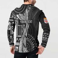 Fiji Rugby Personalised Bula Masi Button Sweatshirt Fish Tail Kaivity Cibi - Black