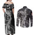 Fiji Rugby Personalised Bula Masi Couples Matching Off Shoulder Maxi Dress and Long Sleeve Button Shirt Fish Tail Kaivity Cibi - Black