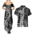 Fiji Rugby Personalised Bula Masi Couples Matching Summer Maxi Dress and Hawaiian Shirt Fish Tail Kaivity Cibi - Black