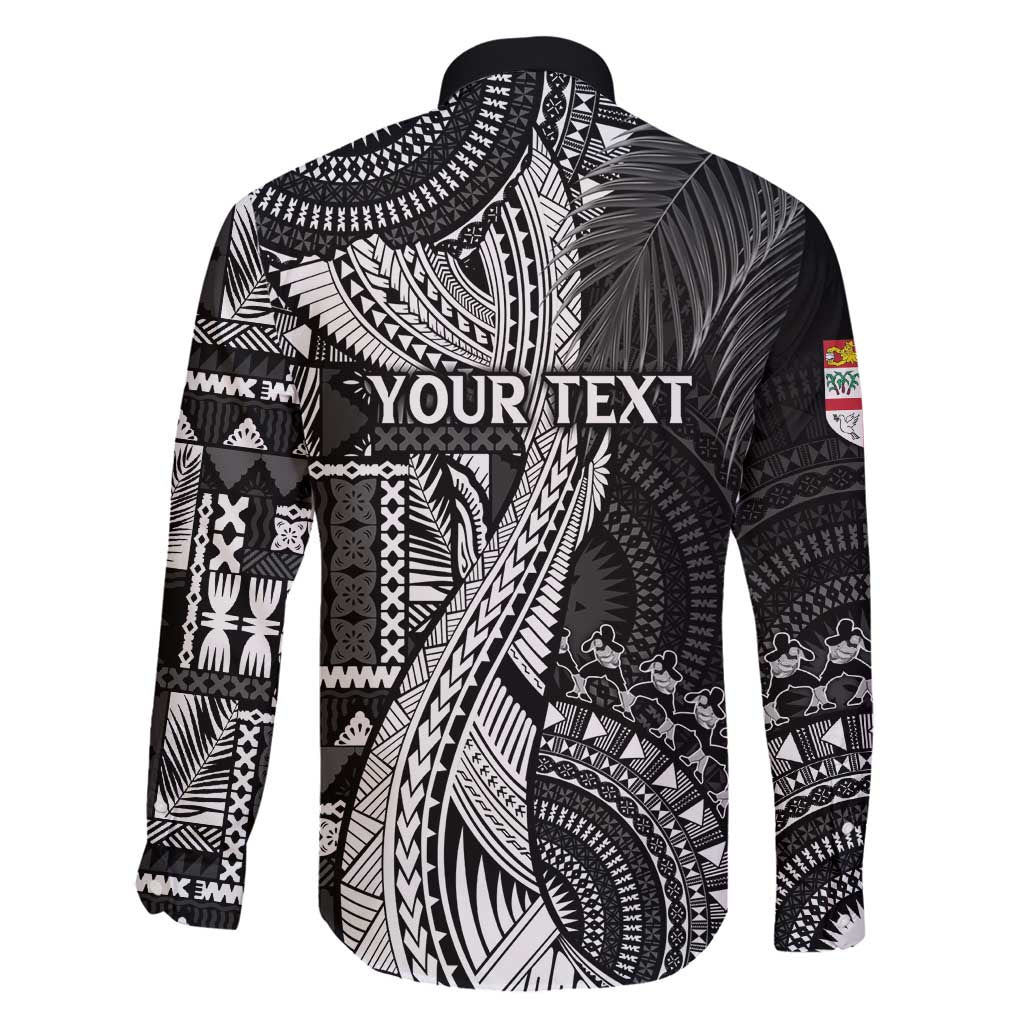 Fiji Rugby Personalised Bula Masi Family Matching Off Shoulder Maxi Dress and Hawaiian Shirt Fish Tail Kaivity Cibi - Black