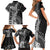 Fiji Rugby Personalised Bula Masi Family Matching Short Sleeve Bodycon Dress and Hawaiian Shirt Fish Tail Kaivity Cibi - Black