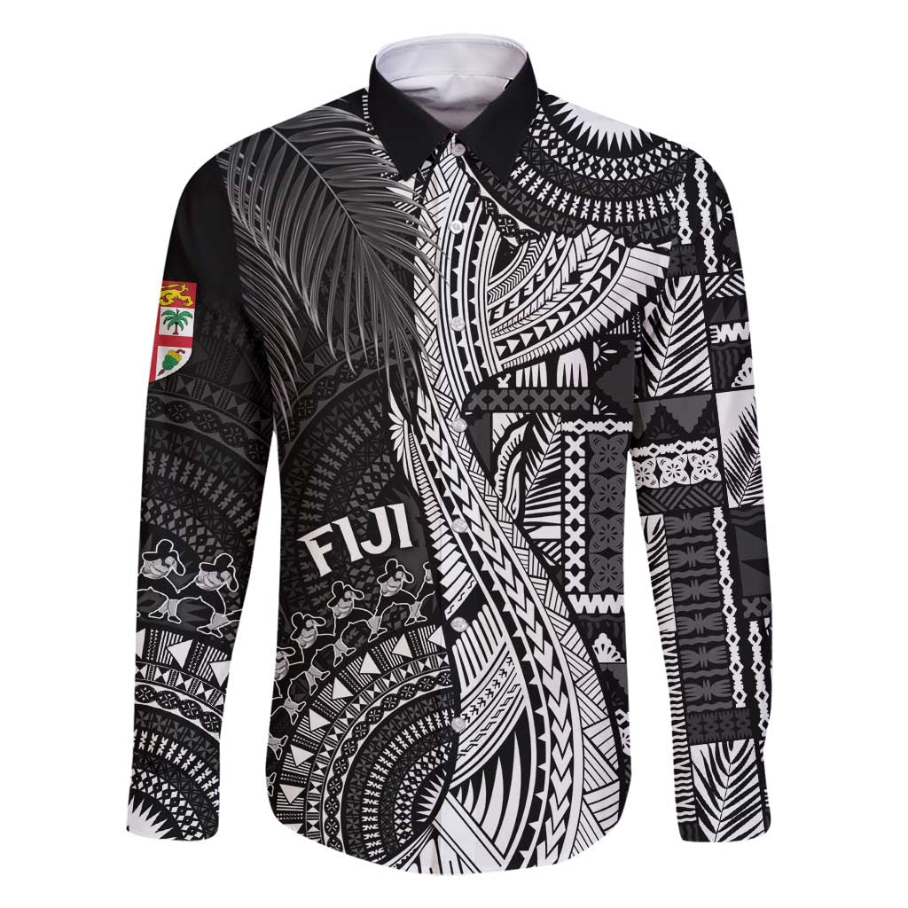 Fiji Rugby Personalised Bula Masi Family Matching Tank Maxi Dress and Hawaiian Shirt Fish Tail Kaivity Cibi - Black