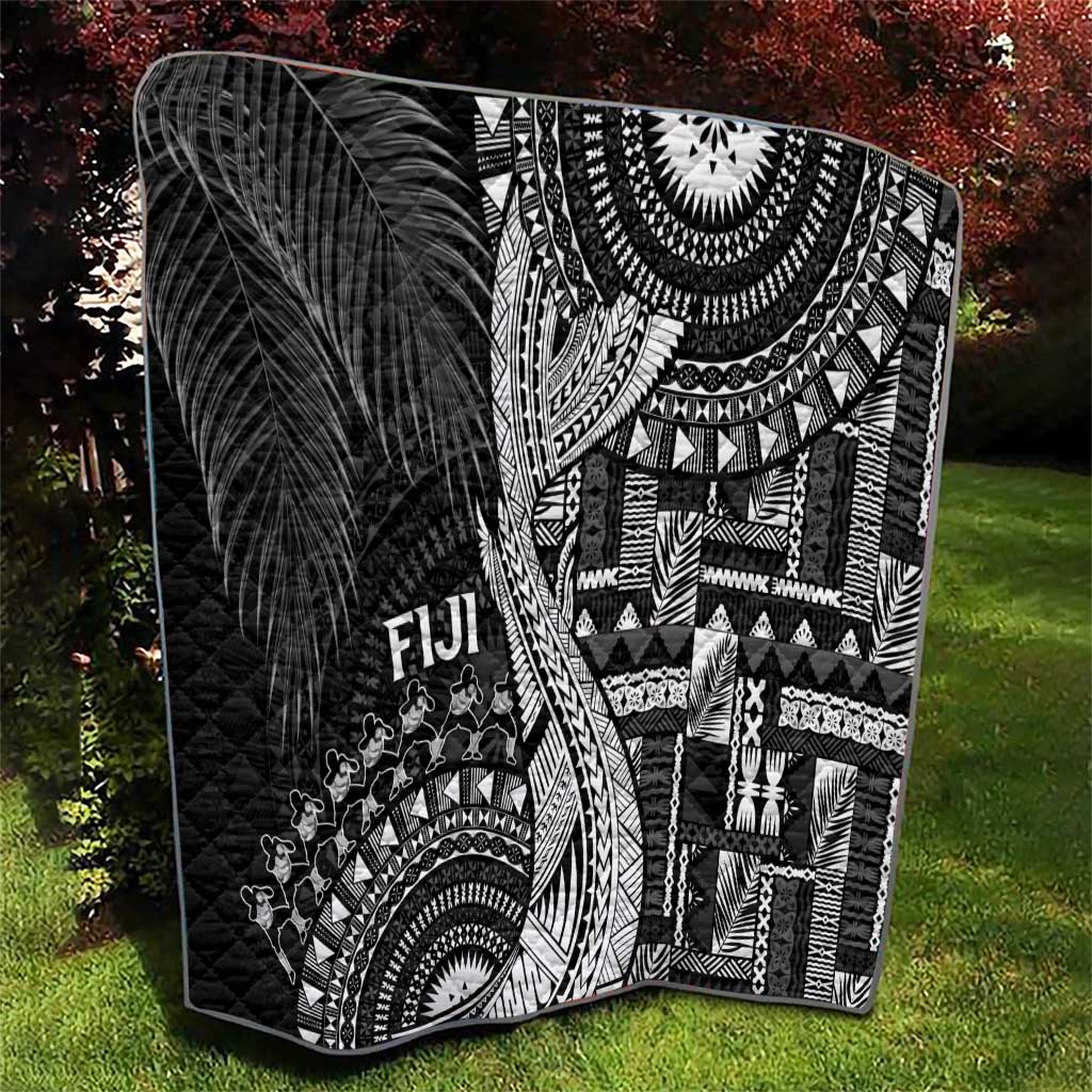 Fiji Rugby Bula Masi Quilt Fish Tail Kaivity Cibi - Black