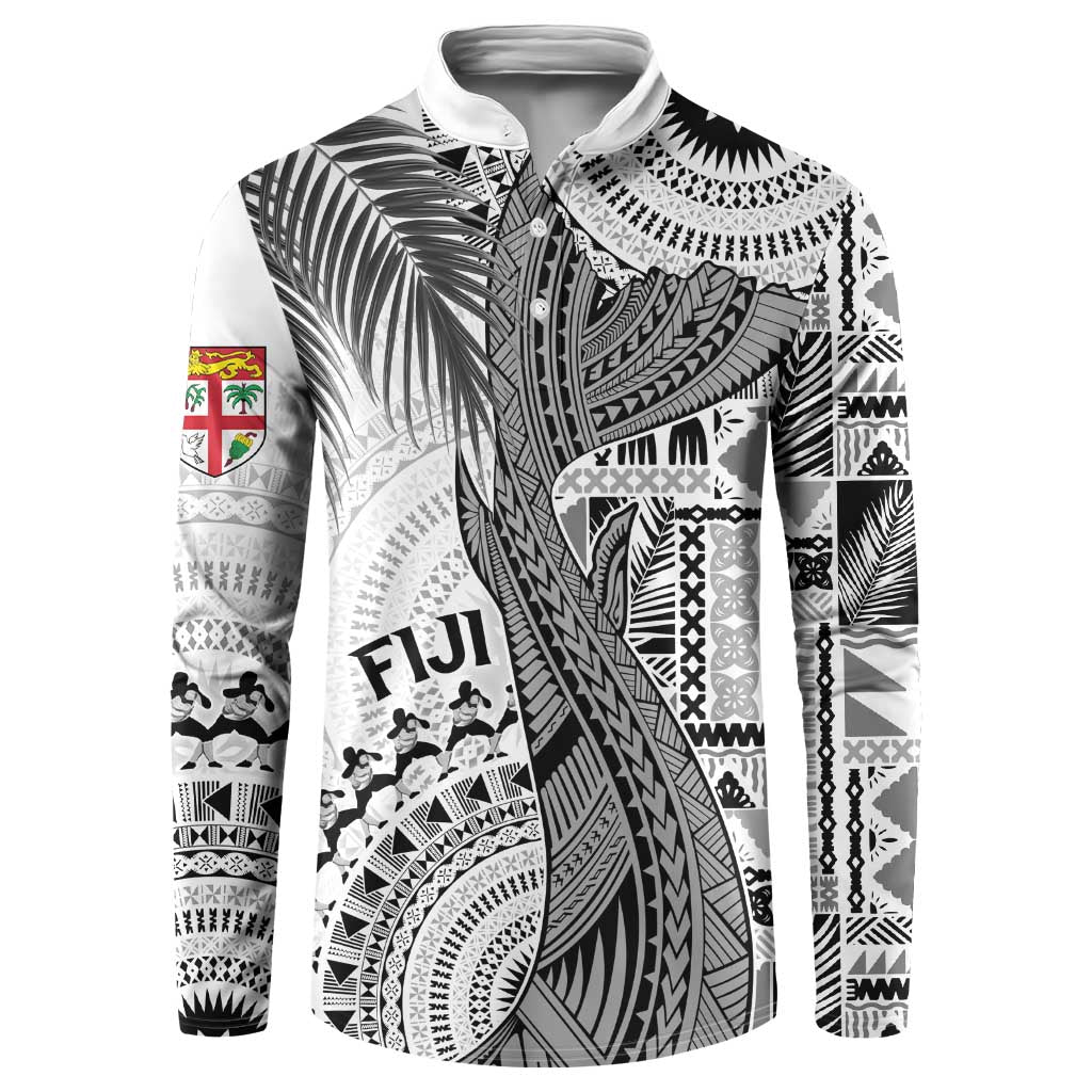 Fiji Rugby Personalised Bula Masi Button Sweatshirt Fish Tail Kaivity Cibi - White