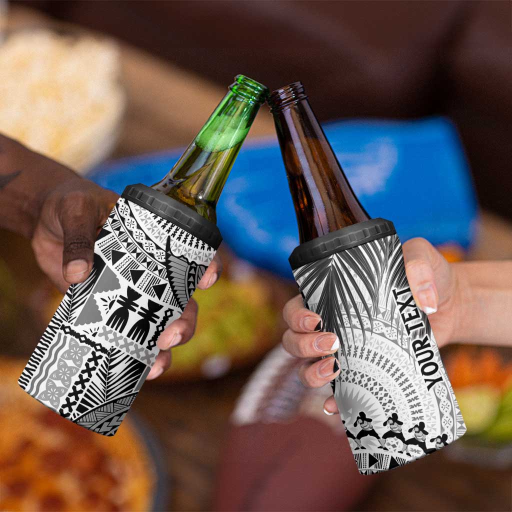 Fiji Rugby Personalised Bula Masi 4 in 1 Can Cooler Tumbler Fish Tail Kaivity Cibi - White