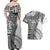 Fiji Rugby Personalised Bula Masi Couples Matching Off Shoulder Maxi Dress and Hawaiian Shirt Fish Tail Kaivity Cibi - White