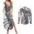 Fiji Rugby Personalised Bula Masi Couples Matching Summer Maxi Dress and Long Sleeve Button Shirt Fish Tail Kaivity Cibi - White