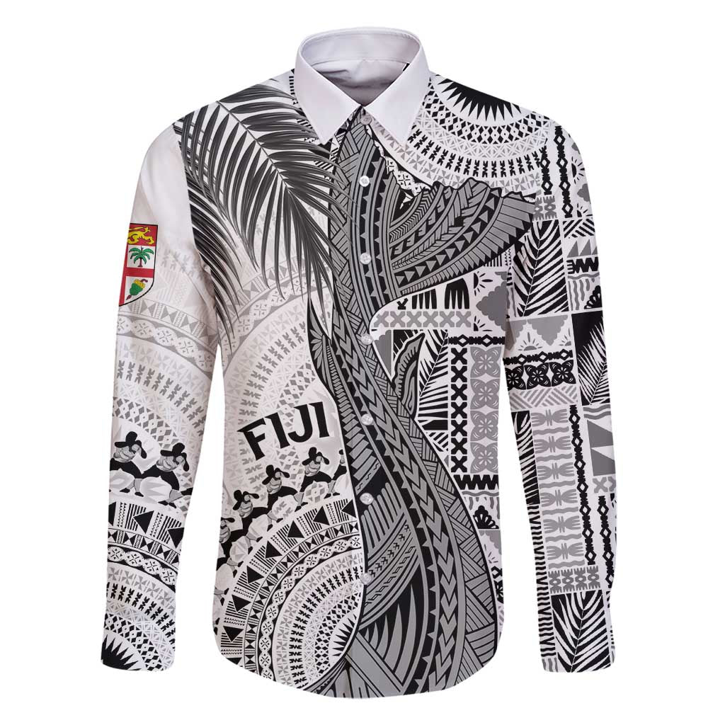 Fiji Rugby Personalised Bula Masi Family Matching Long Sleeve Bodycon Dress and Hawaiian Shirt Fish Tail Kaivity Cibi - White