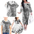 Fiji Rugby Personalised Bula Masi Family Matching Off The Shoulder Long Sleeve Dress and Hawaiian Shirt Fish Tail Kaivity Cibi - White